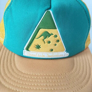 Vintage  Green/Yellow Proud to be Australian Mesh/Snapback Trucker Hat.